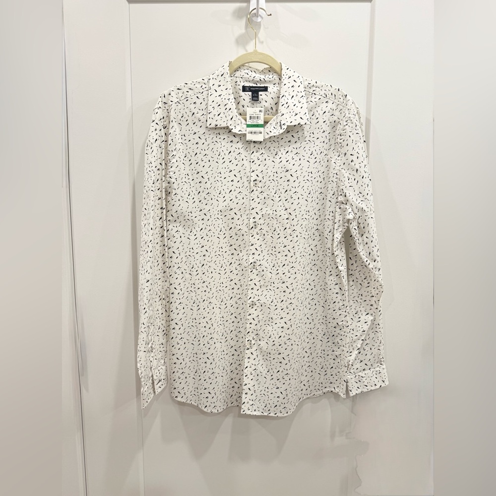NC International Concepts Men’s White Micro-Print Button-Down Shirt – Large NWT